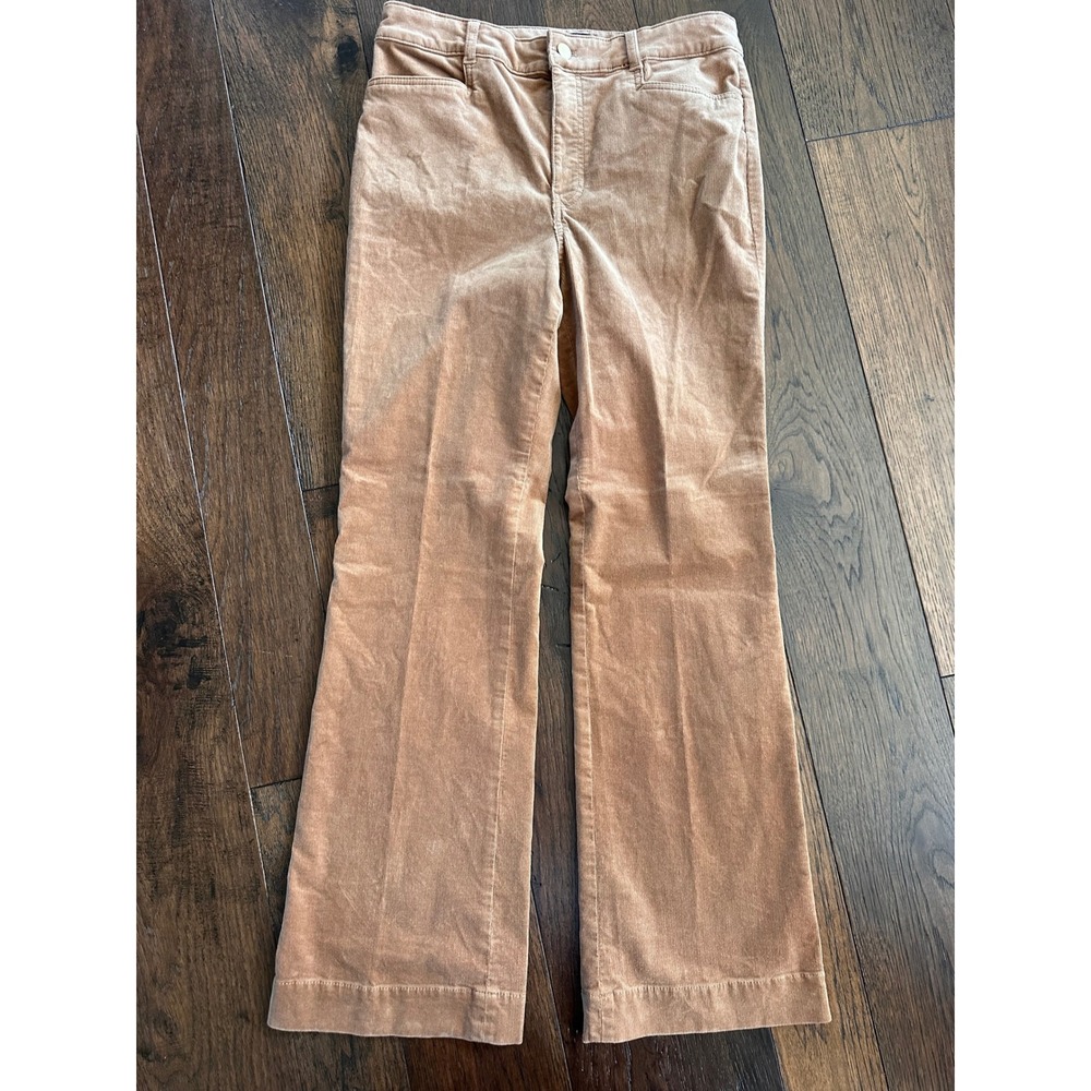Talbots Womens Tan Corduroy Wide Leg Pants High Rise Camel Brown Size 6 JO3069